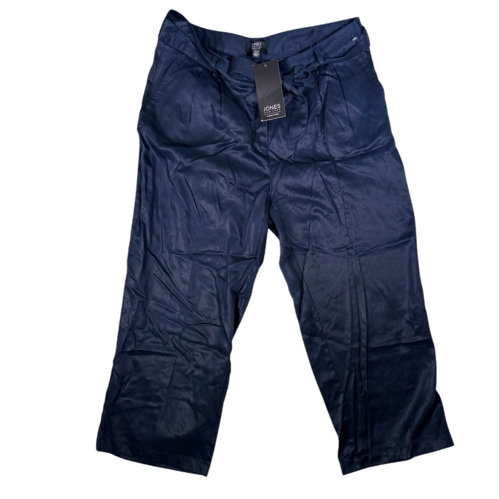 NWT Jones New York Signature Lyocell Wide Leg Pants 8 Blue Tencel Cropped Summer